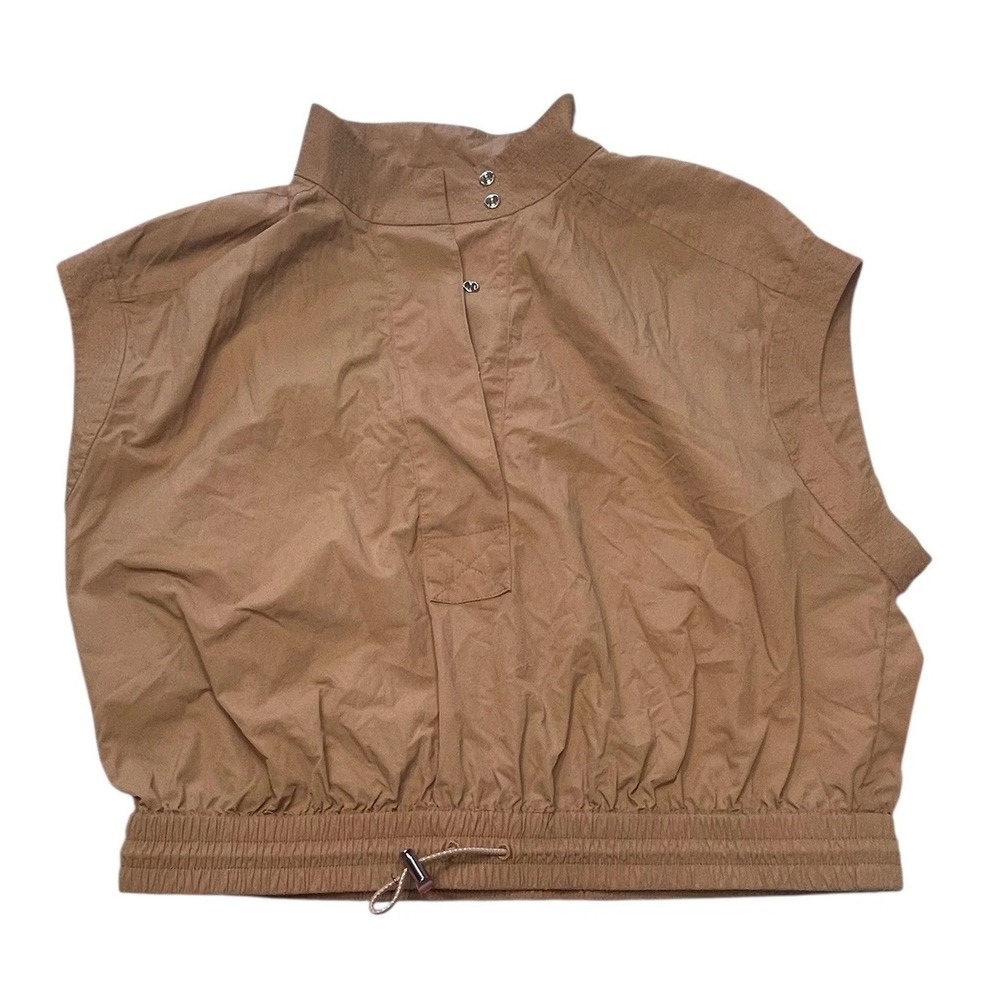 By Anthropologie Cropped Drawstring Popover Nylon Top Size Small Atheisure